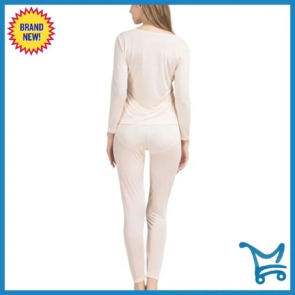 Women's 100% Mulberry Silk Thermal Underwear Set Base Layer
